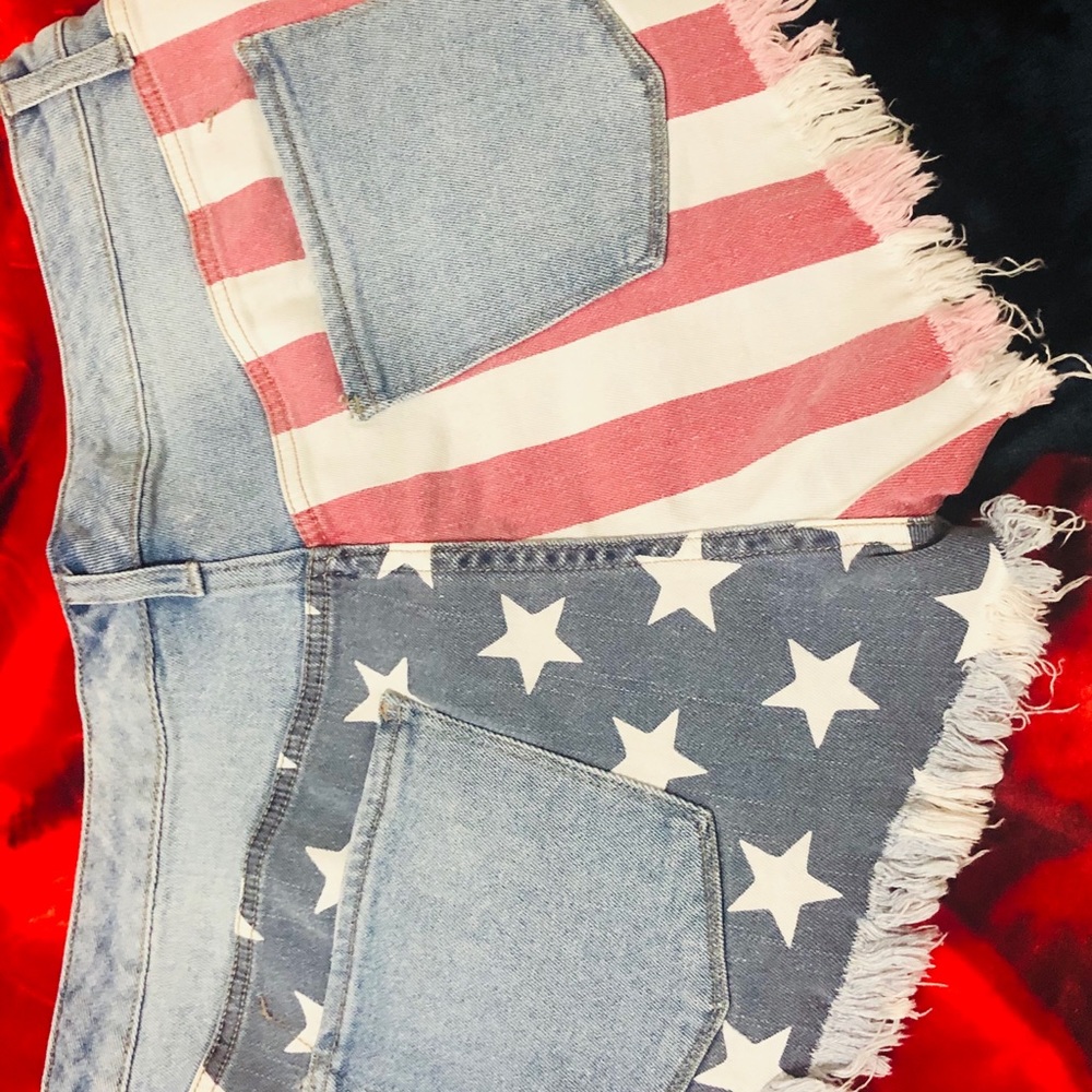 USA Flag Jean Booty Shorts